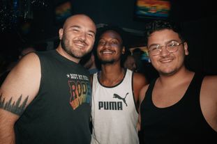 A group of young men in a club