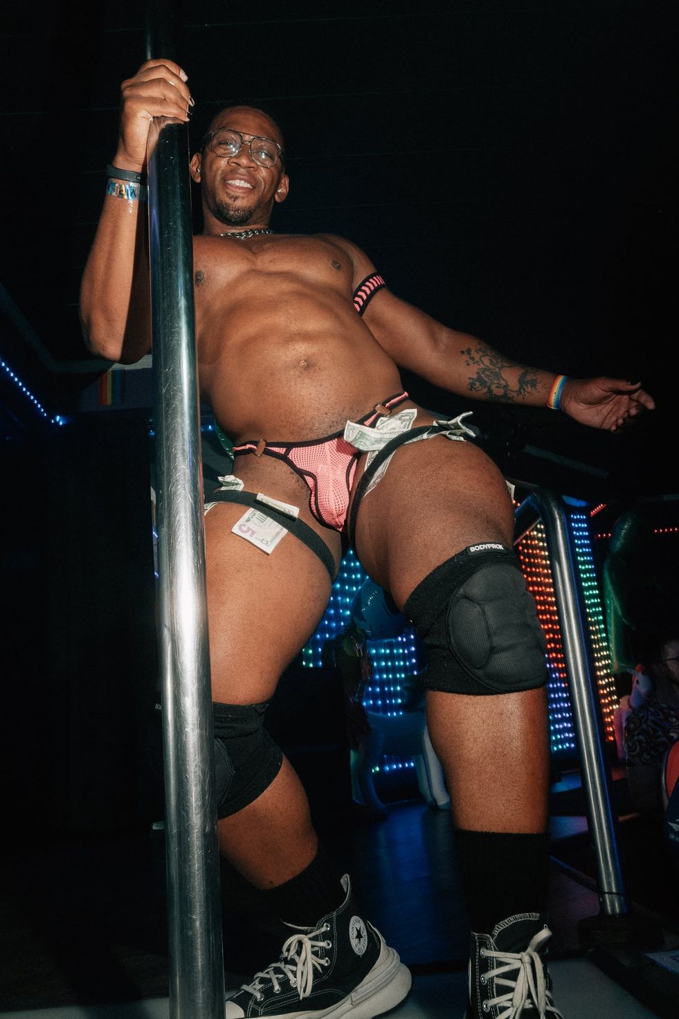 A go-go dancer performing on stage