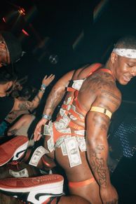 A go-go dancer performing on stage