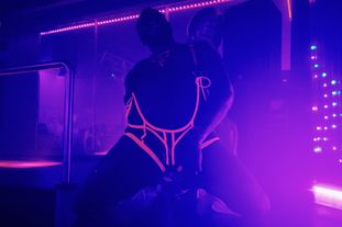 A go-go dancer performing on stage