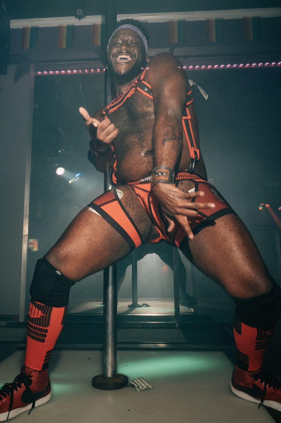 A go-go dancer performing on stage